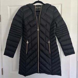 Michael Kors Long Packable Down Fill Coat, Black NWOT